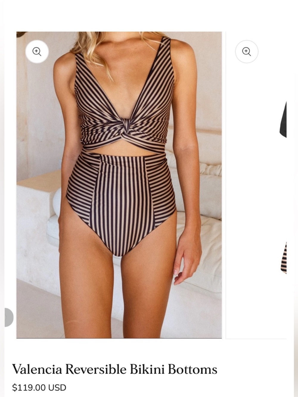 Baiia Valencia Reversible Bottoms NWT US 6 / AU 10 black and brown stripe